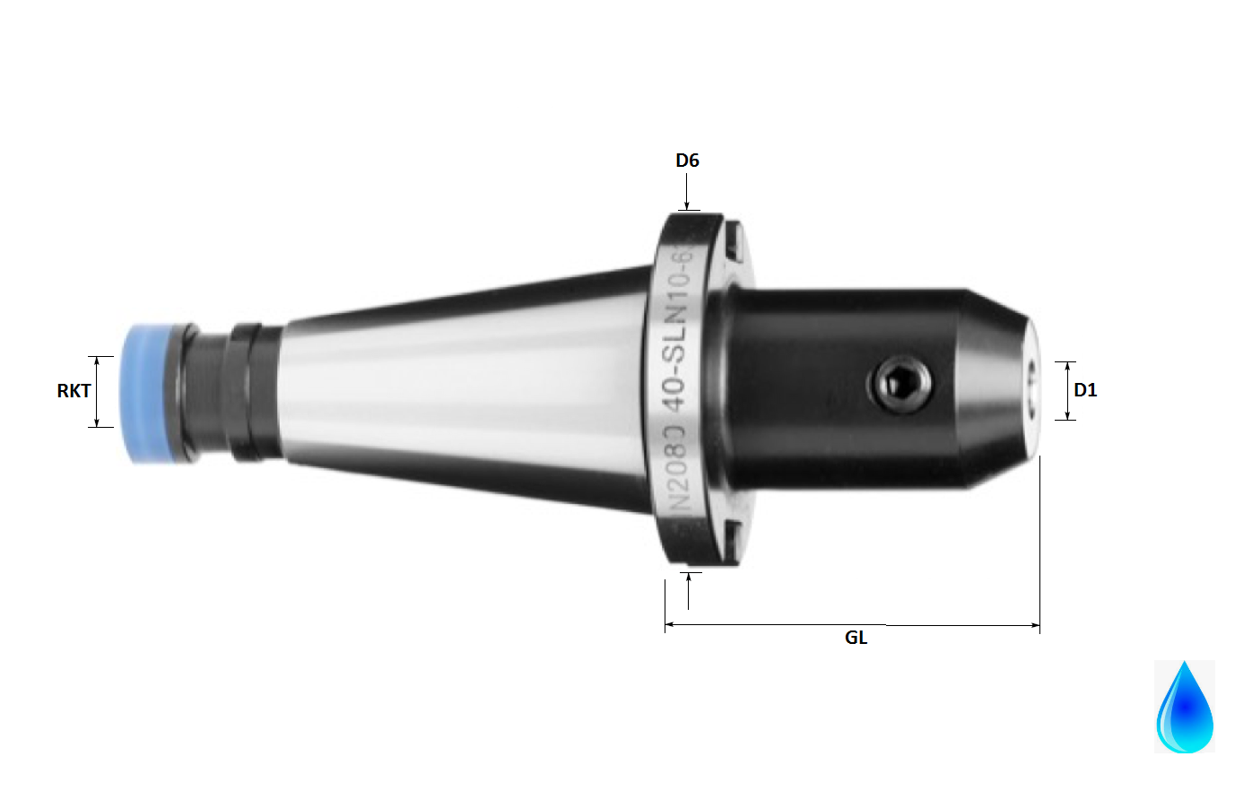 DIN2080 (ISO) 40 16.0mm End Mill/Weldon Holder, 100mm GL, Form AD (Standard Accuracy)